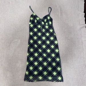 BP maxi mesh neon plaid dress